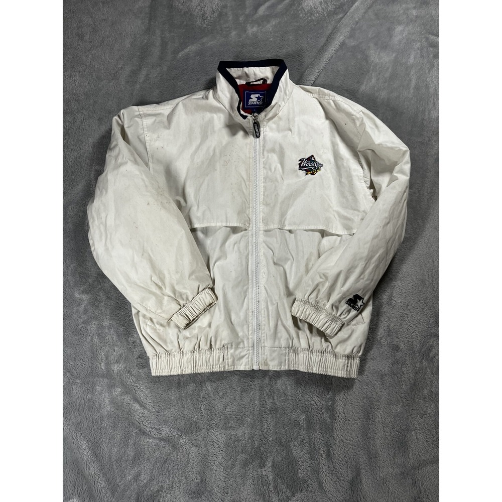 Vintage Starter World Series 1998 Full Zip White Jacket Large 90s MLB Rare
